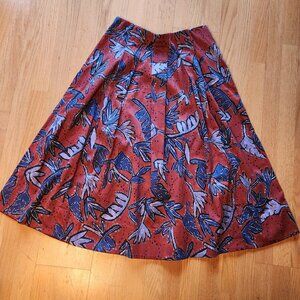 Nic + Zoe Flare Midi Skirt Boho Floral Print Size L Artesian Earthy Eclectic